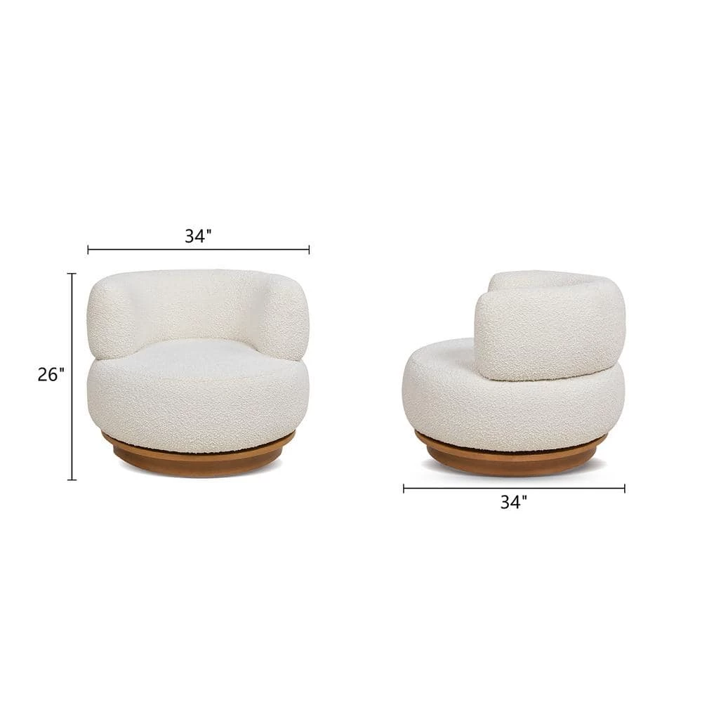 Fuji 360 Swivel Ivory White Boucle Low Barrel Back Accent Chair by Jennifer Taylor 7 Fuji 360 Swivel Ivory White Boucle Low Barrel Back Accent Chair by Jennifer Taylor - Image 7