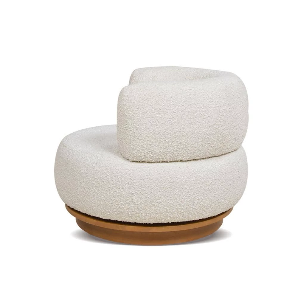 Fuji 360 Swivel Ivory White Boucle Low Barrel Back Accent Chair by Jennifer Taylor 4 Fuji 360 Swivel Ivory White Boucle Low Barrel Back Accent Chair by Jennifer Taylor - Image 4