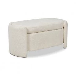 Fuji Ivory White Boucle Upholstered Oval Storage Bench 43.5 in. x 22 in. x 19 in. by Jennifer Taylor -Jennifer Taylor Home Store ivory white boucle jennifer taylor bedroom benches 85740 mbw a0 1000