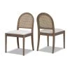 Panama 18.5 in. Ivory White Boucle Curved Cane Rattan Accent Dining Chair (Set of 2) by Jennifer Taylor