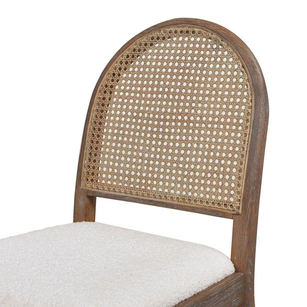 Panama 18.5 in. Ivory White Boucle Curved Cane Rattan Accent Dining Chair (Set of 2) by Jennifer Taylor 7 Panama 18.5 in. Ivory White Boucle Curved Cane Rattan Accent Dining Chair (Set of 2) by Jennifer Taylor - Image 7