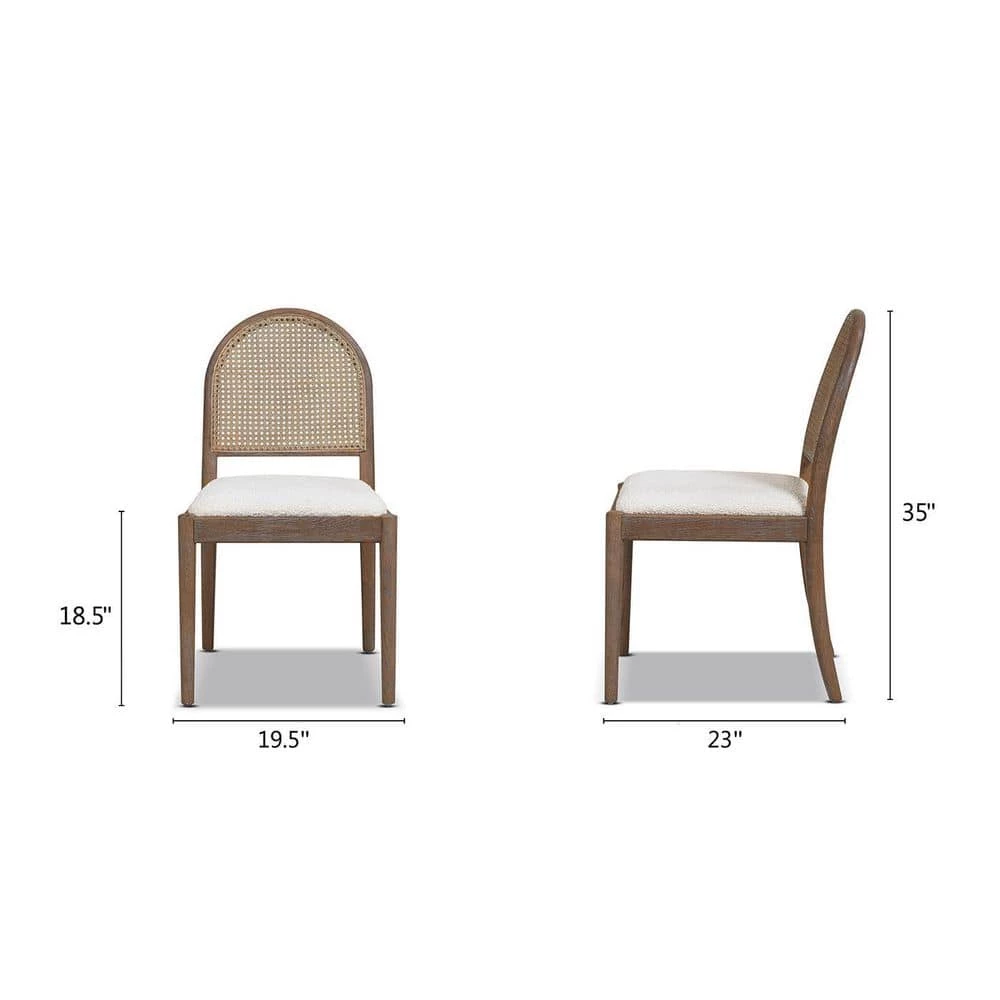 Panama 18.5 in. Ivory White Boucle Curved Cane Rattan Accent Dining Chair (Set of 2) by Jennifer Taylor 4 Panama 18.5 in. Ivory White Boucle Curved Cane Rattan Accent Dining Chair (Set of 2) by Jennifer Taylor - Image 4