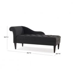 Harrison Jet Black Tufted Roll Arm Chaise Lounge by Jennifer Taylor -Jennifer Taylor Home Store jet black jennifer taylor chaise lounges 62020 978 40 1000