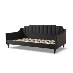 Edgar Channel Tufted Sofa Bed Daybed Jet Black by Jennifer Taylor -Jennifer Taylor Home Store jet black jennifer taylor daybeds 65090 978 1f 1000