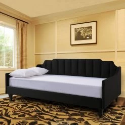 Edgar Channel Tufted Sofa Bed Daybed Jet Black by Jennifer Taylor -Jennifer Taylor Home Store jet black jennifer taylor daybeds 65090 978 31 1000