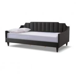 Edgar Channel Tufted Sofa Bed Daybed Jet Black by Jennifer Taylor