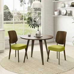 McClard Kiwi Green Linen Seat and Walnut Finished Back Armless Side Chair (Set of 2) by Handy Living -Jennifer Taylor Home Store kiwi green linen seat and walnut finished back handy living dining chairs a179836 31 1000