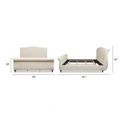 Nautlius King Bed Frame with Headboard and Footboard, Light Beige Linen by Jennifer Taylor 20 Nautlius King Bed Frame with Headboard and Footboard, Light Beige Linen by Jennifer Taylor -Jennifer Taylor Home Store light beige jennifer taylor panel beds 52280 4 mlb 2 1f 1000