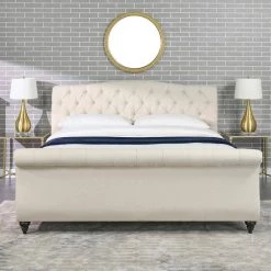 Nautlius King Bed Frame with Headboard and Footboard, Light Beige Linen by Jennifer Taylor 21 Nautlius King Bed Frame with Headboard and Footboard, Light Beige Linen by Jennifer Taylor -Jennifer Taylor Home Store light beige jennifer taylor panel beds 52280 4 mlb 2 31 1000