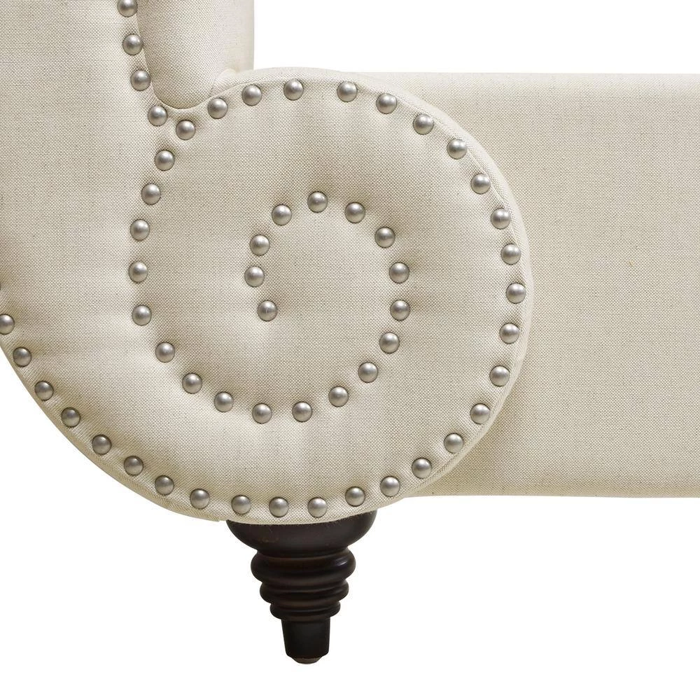 Nautlius King Bed Frame with Headboard and Footboard, Light Beige Linen by Jennifer Taylor 9 Nautlius King Bed Frame with Headboard and Footboard, Light Beige Linen by Jennifer Taylor - Image 9