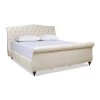 Nautlius King Bed Frame with Headboard and Footboard, Light Beige Linen by Jennifer Taylor