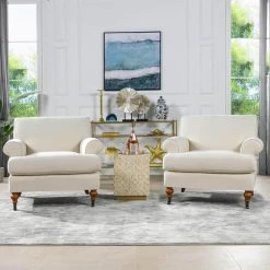 Alana 38 in. Light Beige Linen Lawson Accent Arm Chair by Jennifer Taylor -Jennifer Taylor Home Store light beige linen jennifer taylor accent chairs 63360 1 mlb 77 1000