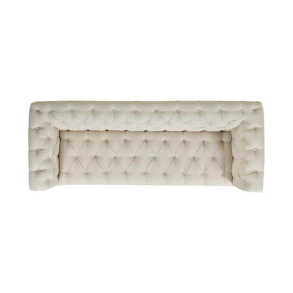 Alto 88 in. Light Beige Linen 3-Seat Tufted Chesterfield Sofa by Jennifer Taylor 6 Alto 88 in. Light Beige Linen 3-Seat Tufted Chesterfield Sofa by Jennifer Taylor - Image 6