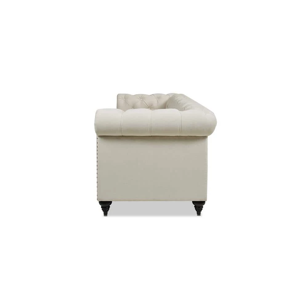 Alto 88 in. Light Beige Linen 3-Seat Tufted Chesterfield Sofa by Jennifer Taylor 4 Alto 88 in. Light Beige Linen 3-Seat Tufted Chesterfield Sofa by Jennifer Taylor - Image 4