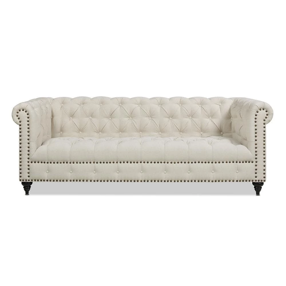 Alto 88 in. Light Beige Linen 3-Seat Tufted Chesterfield Sofa by Jennifer Taylor 1 Alto 88 in. Light Beige Linen 3-Seat Tufted Chesterfield Sofa by Jennifer Taylor