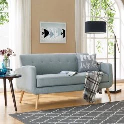 Kingston Light Blue Linen Mid Century Modern Sofa with Natural Legs by Handy Living -Jennifer Taylor Home Store light blue fabric with natural legs handy living sofas couches kst sx sln52 nt c3 1000