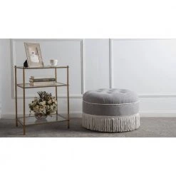Yolanda Light Grey Ottoman by Jennifer Taylor -Jennifer Taylor Home Store light gray polyester jennifer taylor ottomans 2345 962 31 1000