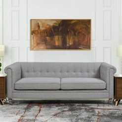 Shiloh 84 in. Wide Rolled Arm Polyester Farmhouse Chesterfield Straight Sofa in Light Gray by Jennifer Taylor -Jennifer Taylor Home Store light grey jennifer taylor sofas couches 64021 3 962 31 1000