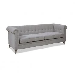 Shiloh 84 in. Wide Rolled Arm Polyester Farmhouse Chesterfield Straight Sofa in Light Gray by Jennifer Taylor -Jennifer Taylor Home Store light grey jennifer taylor sofas couches 64021 3 962 40 1000