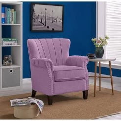 Jeanne Lilac Purple Textured Linen-Like Fabric Arm Chair by Handy Living -Jennifer Taylor Home Store lilac purple textured linen like handy living accent chairs a185450 31 1000
