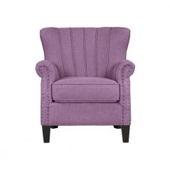 Jeanne Lilac Purple Textured Linen-Like Fabric Arm Chair by Handy Living -Jennifer Taylor Home Store lilac purple textured linen like handy living accent chairs a185450 c3 1000