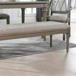 Dauphin 60 in. L x 18.5 in. H Lustrous Silver Gray Brushstroke Velvet Upholstered Solid Birch Wood Bench by Jennifer Taylor -Jennifer Taylor Home Store lustrous silver gray brushstroke velvet jennifer taylor bedroom benches 85680 xfc 1d 1000