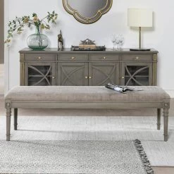 Dauphin 60 in. L x 18.5 in. H Lustrous Silver Gray Brushstroke Velvet Upholstered Solid Birch Wood Bench by Jennifer Taylor -Jennifer Taylor Home Store lustrous silver gray brushstroke velvet jennifer taylor bedroom benches 85680 xfc 31 1000