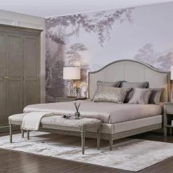 Dauphin 60 in. L x 18.5 in. H Lustrous Silver Gray Brushstroke Velvet Upholstered Solid Birch Wood Bench by Jennifer Taylor -Jennifer Taylor Home Store lustrous silver gray brushstroke velvet jennifer taylor bedroom benches 85680 xfc 77 1000