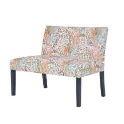 Courteney 40.5 in. Mango Orange Multi-Paisley Fabric 2-Seat Armless Settee by Handy Living -Jennifer Taylor Home Store mango orange multi paisley handy living loveseats a197502 40 1000