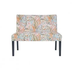 Courteney 40.5 in. Mango Orange Multi-Paisley Fabric 2-Seat Armless Settee by Handy Living -Jennifer Taylor Home Store mango orange multi paisley handy living loveseats a197502 4f 1000
