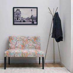Courteney 40.5 in. Mango Orange Multi-Paisley Fabric 2-Seat Armless Settee by Handy Living -Jennifer Taylor Home Store mango orange multi paisley handy living loveseats a197502 c3 1000