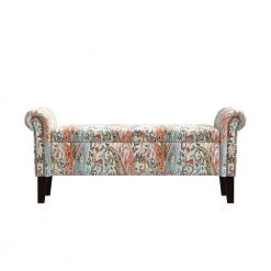 Mango Orange Multi Paisley Rolled Arm Bench Storage Ottoman by Handy Living 20 Mango Orange Multi Paisley Rolled Arm Bench Storage Ottoman by Handy Living -Jennifer Taylor Home Store mango orange multi paisley handy living ottomans ott747 bal30 4f 1000