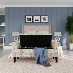 Mango Orange Multi Paisley Rolled Arm Bench Storage Ottoman by Handy Living 19 Mango Orange Multi Paisley Rolled Arm Bench Storage Ottoman by Handy Living -Jennifer Taylor Home Store mango orange multi paisley handy living ottomans ott747 bal30 c3 1000