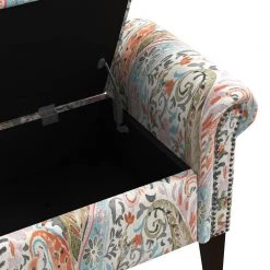 Mango Orange Multi Paisley Rolled Arm Bench Storage Ottoman by Handy Living 23 Mango Orange Multi Paisley Rolled Arm Bench Storage Ottoman by Handy Living -Jennifer Taylor Home Store mango orange multi paisley handy living ottomans ott747 bal30 fa 1000