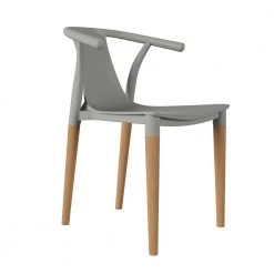 Walden Mid-Century Modern Matte Gray Resin Side Chairs with Natural Wood Legs (Set of 4) by Handy Living -Jennifer Taylor Home Store matte gray handy living dining chairs a186728 1f 1000