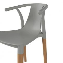 Walden Mid-Century Modern Matte Gray Resin Side Chairs with Natural Wood Legs (Set of 4) by Handy Living -Jennifer Taylor Home Store matte gray handy living dining chairs a186728 44 1000