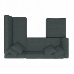 Yara 3-Piece Medium Blue Herringbone Fabric 4-Seater L-Shaped Right-Facing Sectional Sofa with Ottoman by Handy Living -Jennifer Taylor Home Store medium blue herringbone handy living sectional sofas a152815 a0 1000