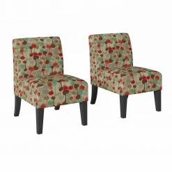 Denis Merlot Red Modern Dewdrop Print Upholstered Armless Chairs (Set of 2) by Handy Living