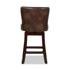 Holmes Tufted Mid Brown Faux Leather High-Back 360 Swivel Counter-Height Barstool by Jennifer Taylor -Jennifer Taylor Home Store mid brown faux leather jennifer taylor bar stools 81130 mfm 4f 1000