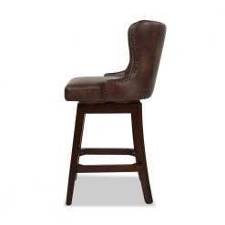 Holmes Tufted Mid Brown Faux Leather High-Back 360 Swivel Counter-Height Barstool by Jennifer Taylor -Jennifer Taylor Home Store mid brown faux leather jennifer taylor bar stools 81130 mfm c3 1000
