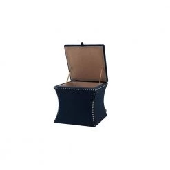 Holly Midnight Blue Storage Ottoman by Jennifer Taylor -Jennifer Taylor Home Store midnight blue polyester jennifer taylor ottomans 2330 878 44 1000