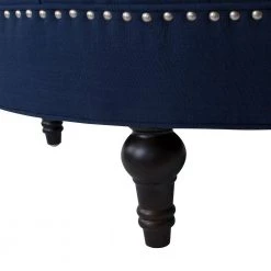 Lana Midnight Blue Round Tufted Footstool Cocktail Ottoman by Jennifer Taylor -Jennifer Taylor Home Store midnight blue polyester jennifer taylor ottomans 85300 878 1d 1000