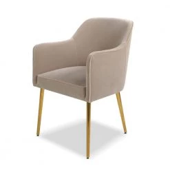 Ivy Mink Beige Performance Velvet Mid-Century Modern Accent Desk Arm Chair by Jennifer Taylor