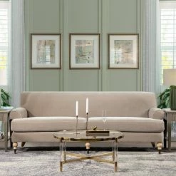 Alana 88 in. W Rolled Arm Performance Velvet Lawson Rectangle Straight 2-Cushion Sofa in Mink Beige by Jennifer Taylor -Jennifer Taylor Home Store mink beige performance velvet jennifer taylor sofas couches 63364 3 mva 31 1000