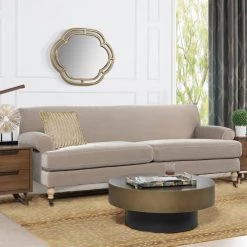 Alana 88 in. W Rolled Arm Performance Velvet Lawson Rectangle Straight 2-Cushion Sofa in Mink Beige by Jennifer Taylor -Jennifer Taylor Home Store mink beige performance velvet jennifer taylor sofas couches 63364 3 mva a0 1000