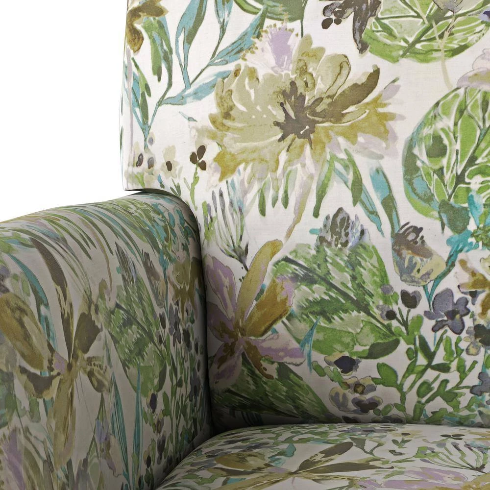 Matrosova Multi-cream Botanical Floral Print Fabric Arm Chair with Solid Wood Dark Espresso Legs by Handy Living 6 Matrosova Multi-cream Botanical Floral Print Fabric Arm Chair with Solid Wood Dark Espresso Legs by Handy Living - Image 6
