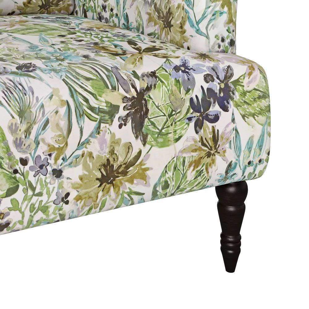 Matrosova Multi-cream Botanical Floral Print Fabric Arm Chair with Solid Wood Dark Espresso Legs by Handy Living 5 Matrosova Multi-cream Botanical Floral Print Fabric Arm Chair with Solid Wood Dark Espresso Legs by Handy Living - Image 5