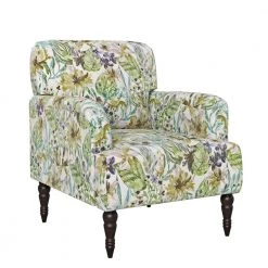 Matrosova Multi-cream Botanical Floral Print Fabric Arm Chair with Solid Wood Dark Espresso Legs by Handy Living