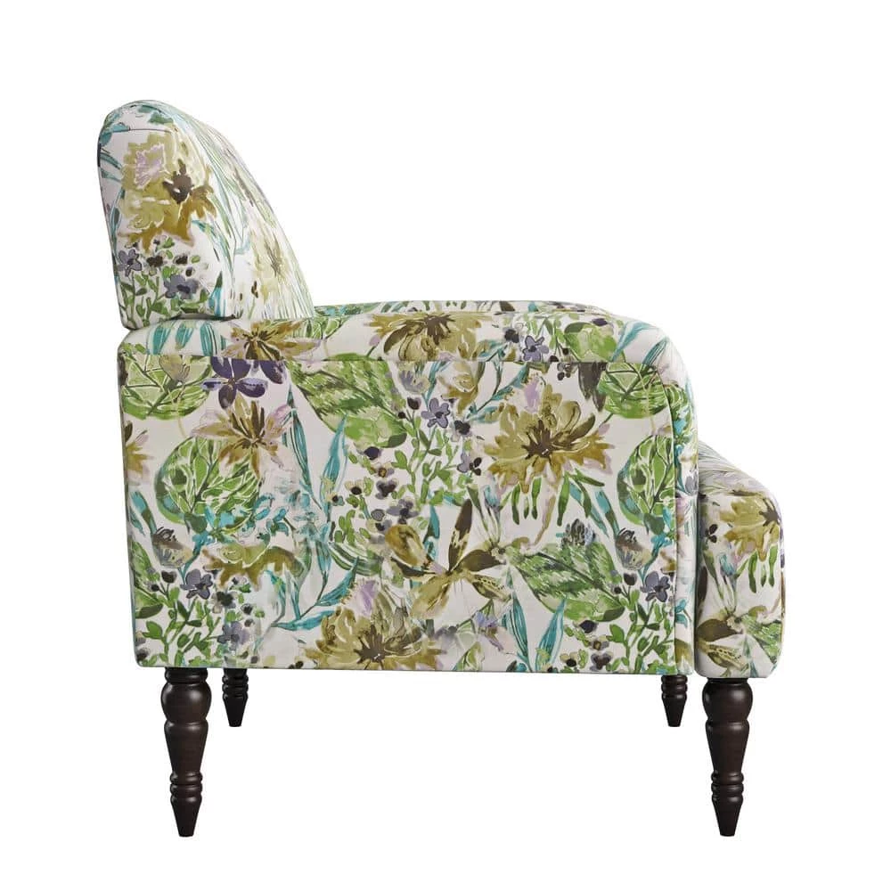 Matrosova Multi-cream Botanical Floral Print Fabric Arm Chair with Solid Wood Dark Espresso Legs by Handy Living 2 Matrosova Multi-cream Botanical Floral Print Fabric Arm Chair with Solid Wood Dark Espresso Legs by Handy Living - Image 2