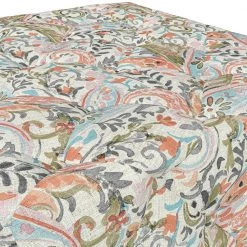 Kahului Button-Tufted Multi-Mango Paisley Square Ottoman with Matching Pillows (Set of 2) by Handy Living -Jennifer Taylor Home Store multi mango paisley handy living ottomans a185979 44 1000